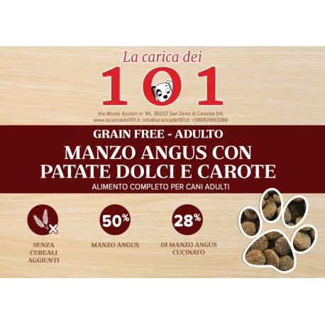 GrainFree-101 Dog Adult Manzo Patate Dolci Carote 2 kg