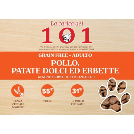 GrainFree-101 Dog Adult Pollo Patate Dolci Erbette 2 kg